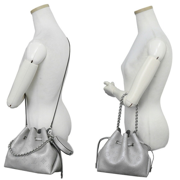 Louis Vuitton Bella Handbag Mahina Leather Metallic Gray